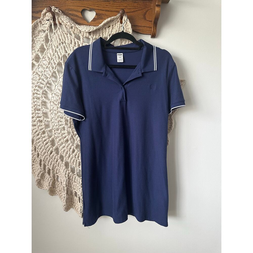 PINK Victoria Secret Navy Blue Polo Shirt Dress Size XXL